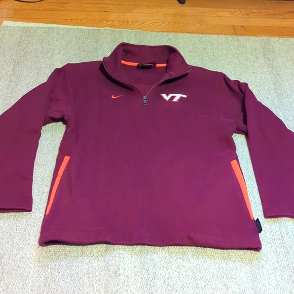 Vintage Nike Virginia Tech quarter zip fleece pullover with front pockets Small - Picture 1 of 6